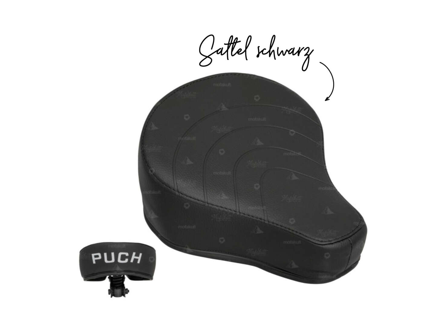 Sattel schwarz «PUCH» Schriftzug starke Feder Sattel schwarz «PUCH» Schriftzug starke Feder