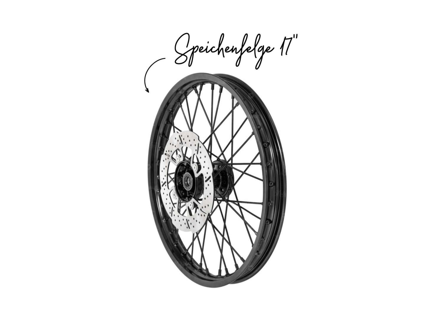 Speichenfelge 17" Alu schwarz massiv Scheibenbremse vorne Speichenfelge 17" Alu schwarz massiv Scheibenbremse vorne