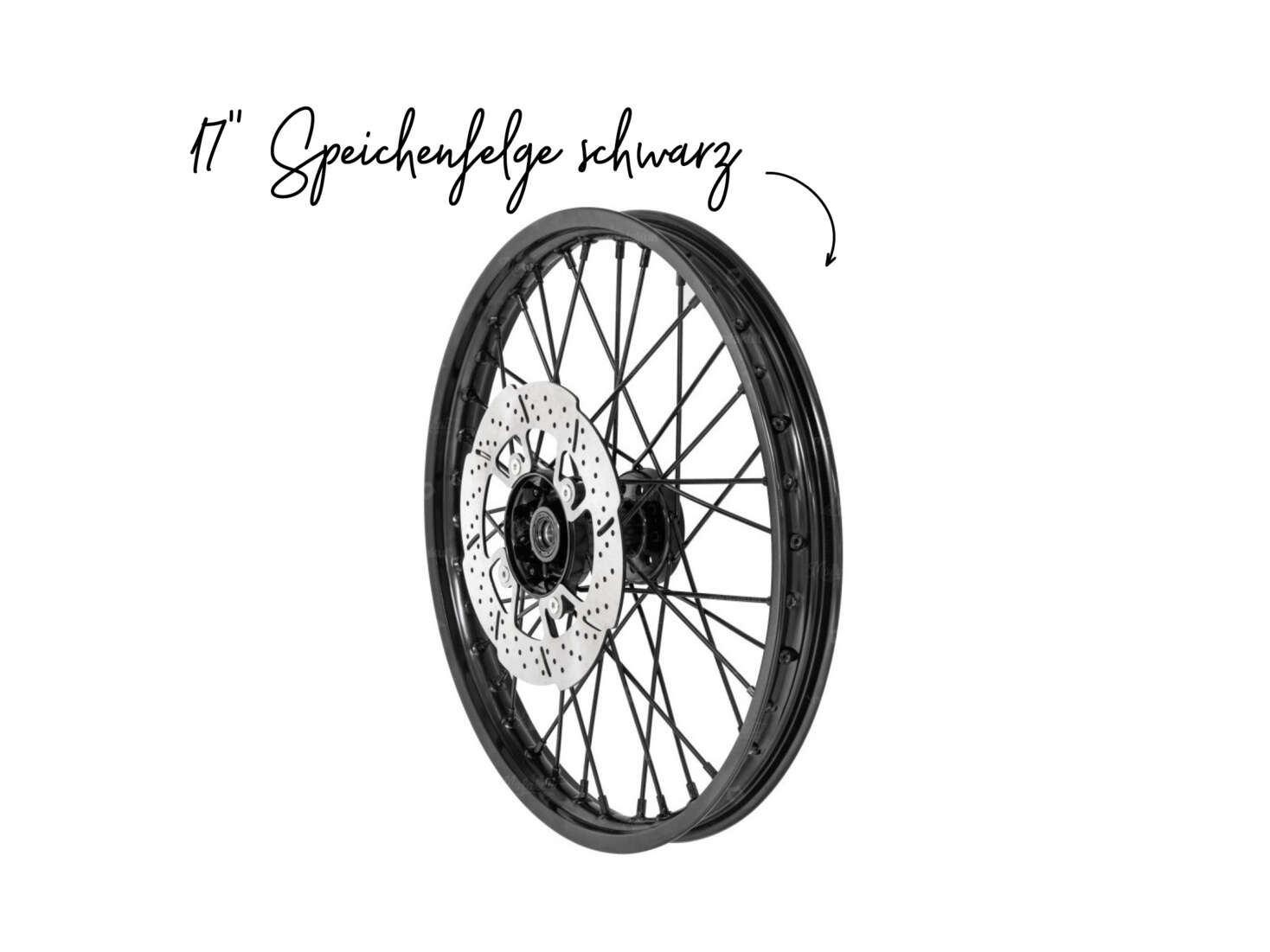 Speichenfelge 17" Alu schwarz massiv Scheibenbremse vorne Speichenfelge 17" Alu schwarz massiv Scheibenbremse vorne