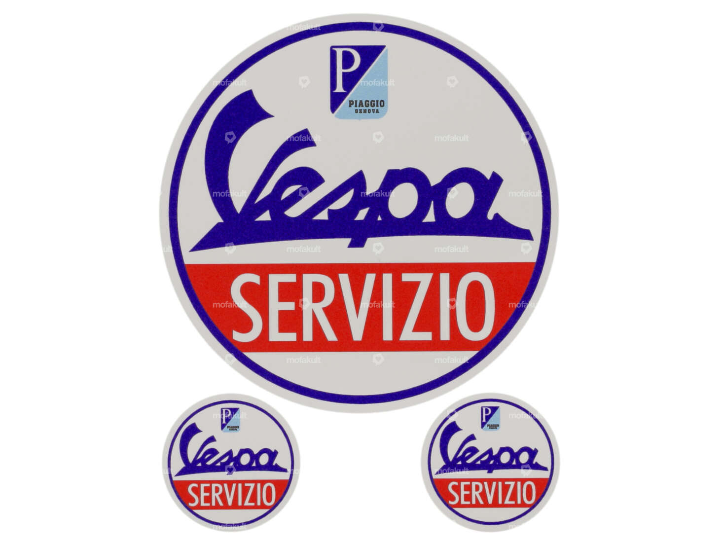 Set d'autocollants "Vespa Servizio" Ø 30 / 85 mm Carousel Image 1