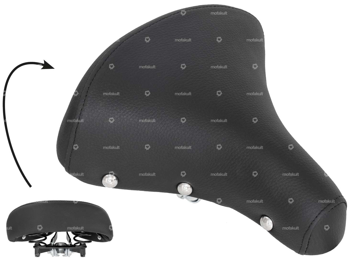 Selle Buffalo à ressorts en tonneau, noire Carousel Image 1