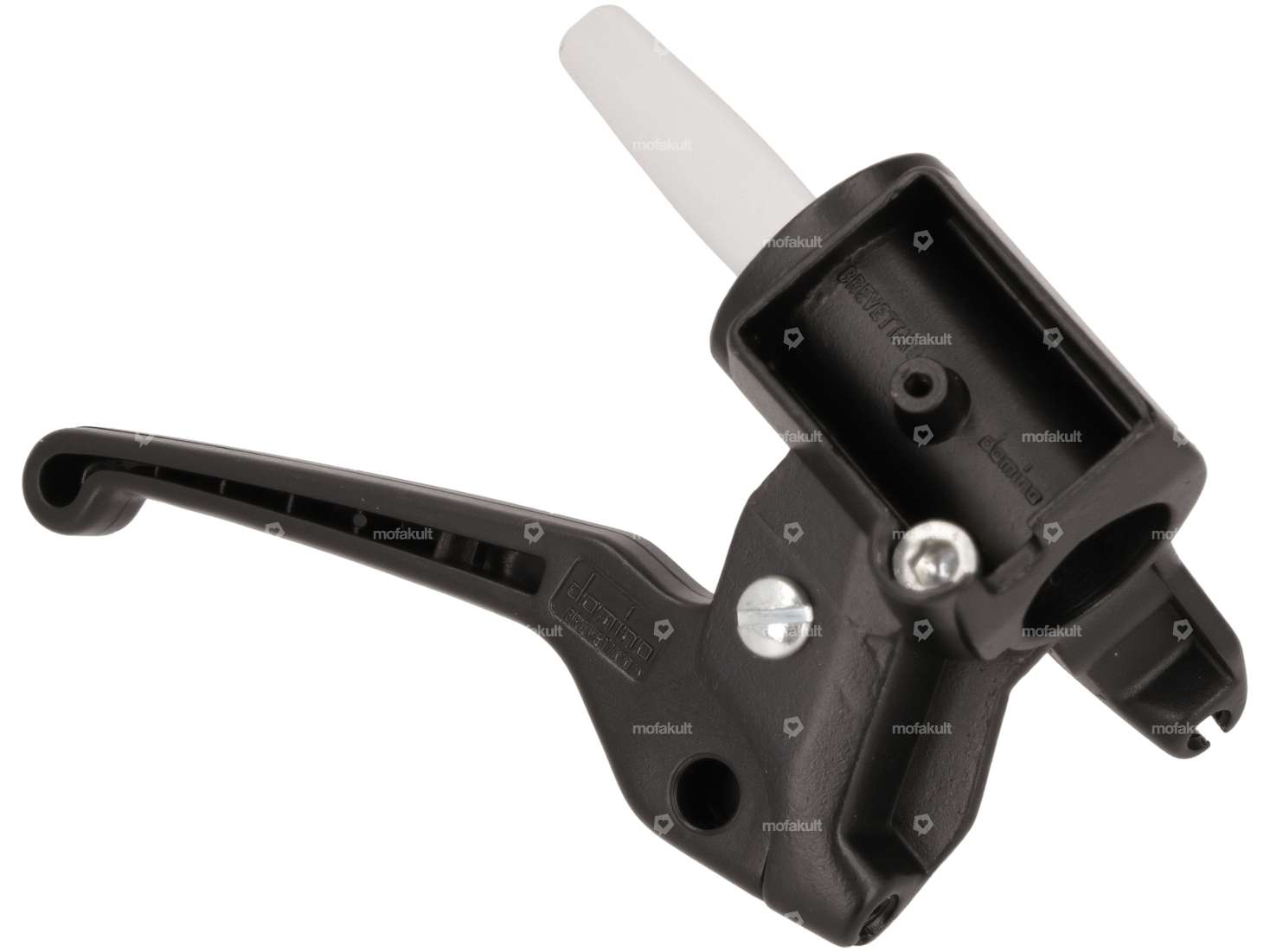 Domino brake lever set polygonal "original" white NOS | Piaggio Ciao PX, SI, Bravo Carousel Image 2