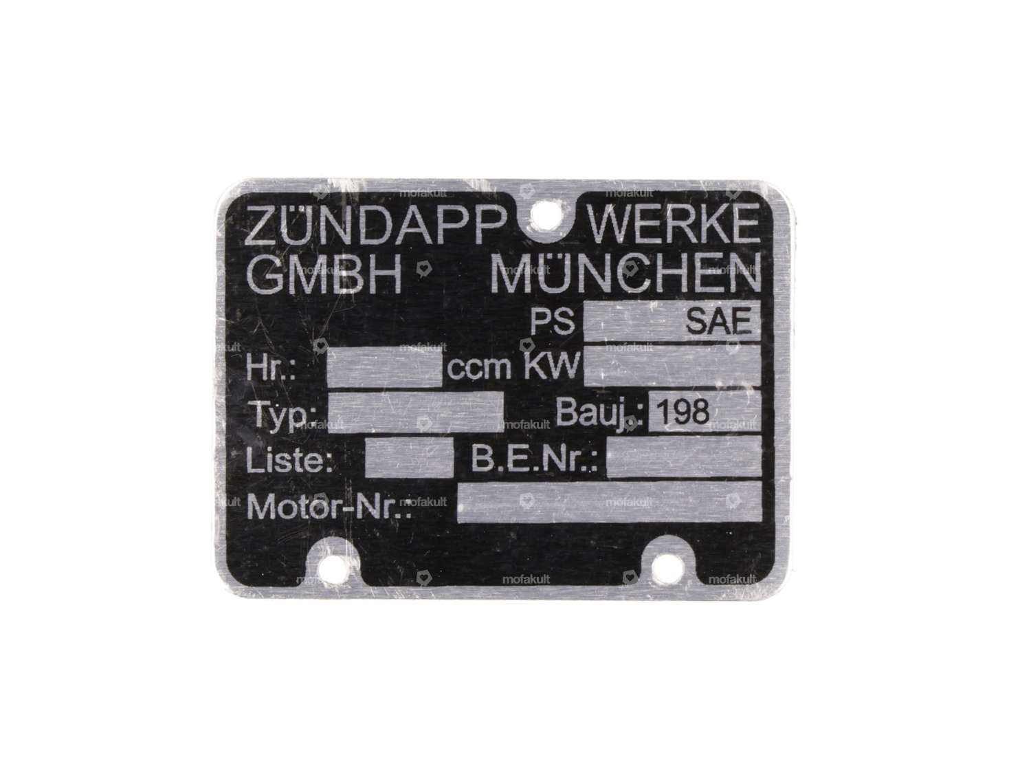 Plaque de moteur années 80 | Zündapp Carousel Image 1