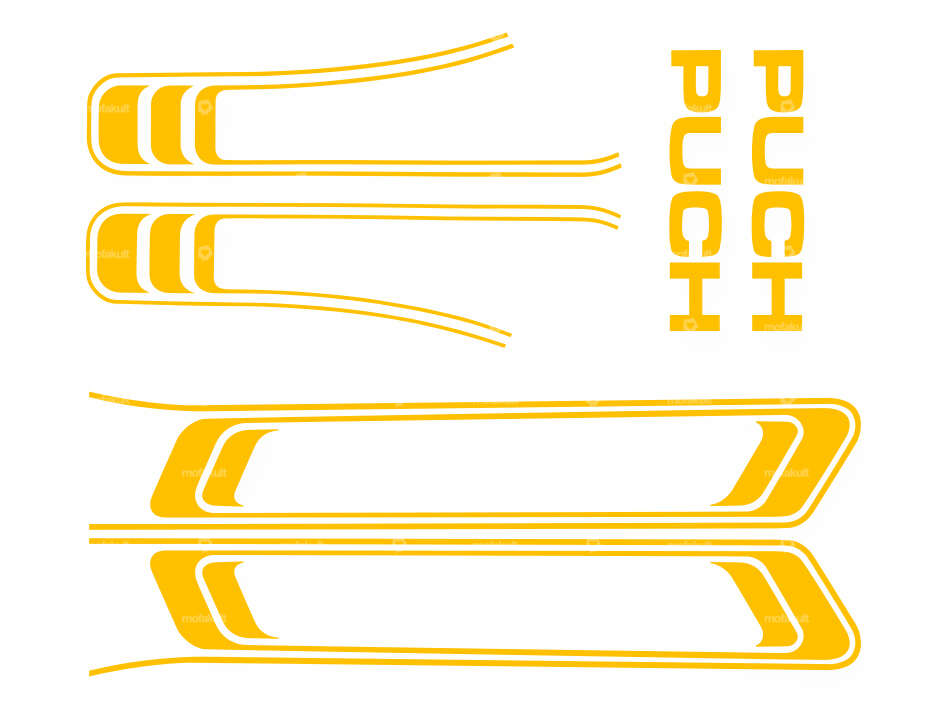 Adhesive set tank & frame yellow (1A quality) Foil plot | Puch Maxi S Carousel Image 1