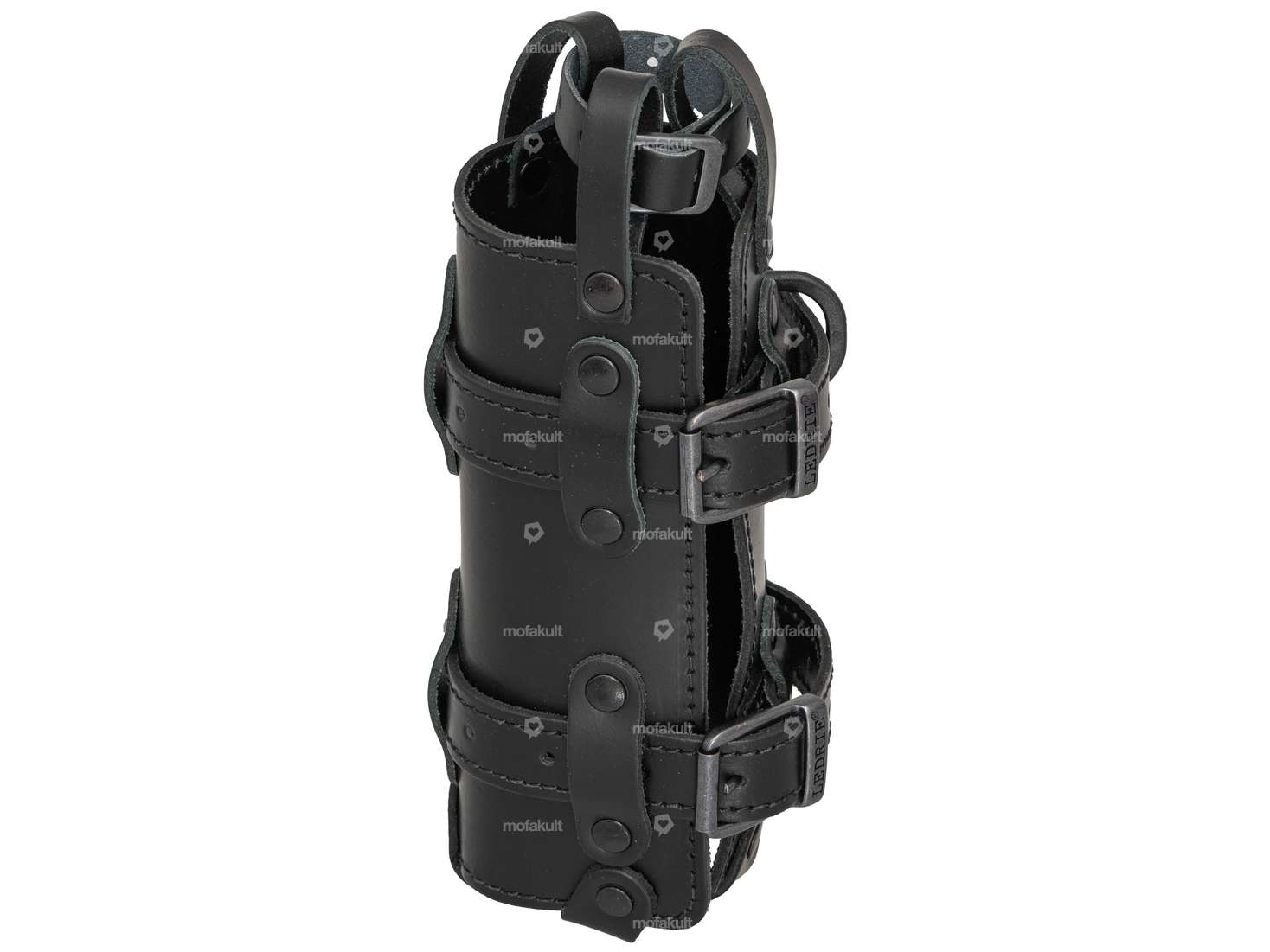 Porte-bouteille en cuir noir Carousel Image 1