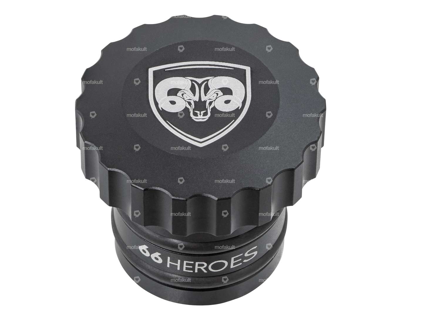 66HEROES Tank cap "66HEROES" corrugated black | Piaggio Ciao, Bravo Carousel Image 1