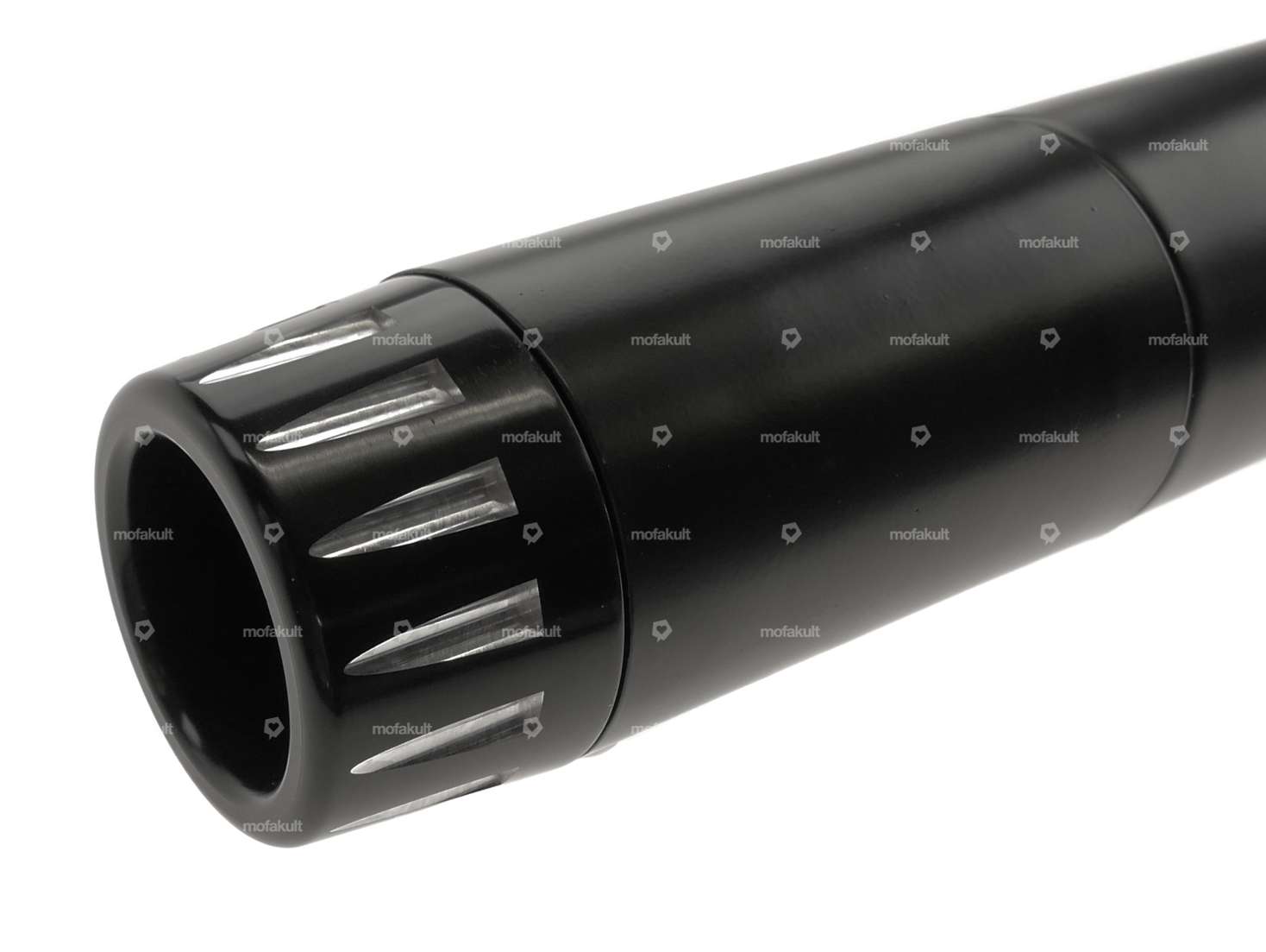 66HEROES Auspuff X-Pipe 28 mm Chrom / schwarz CNC Endstück Carousel Image 4