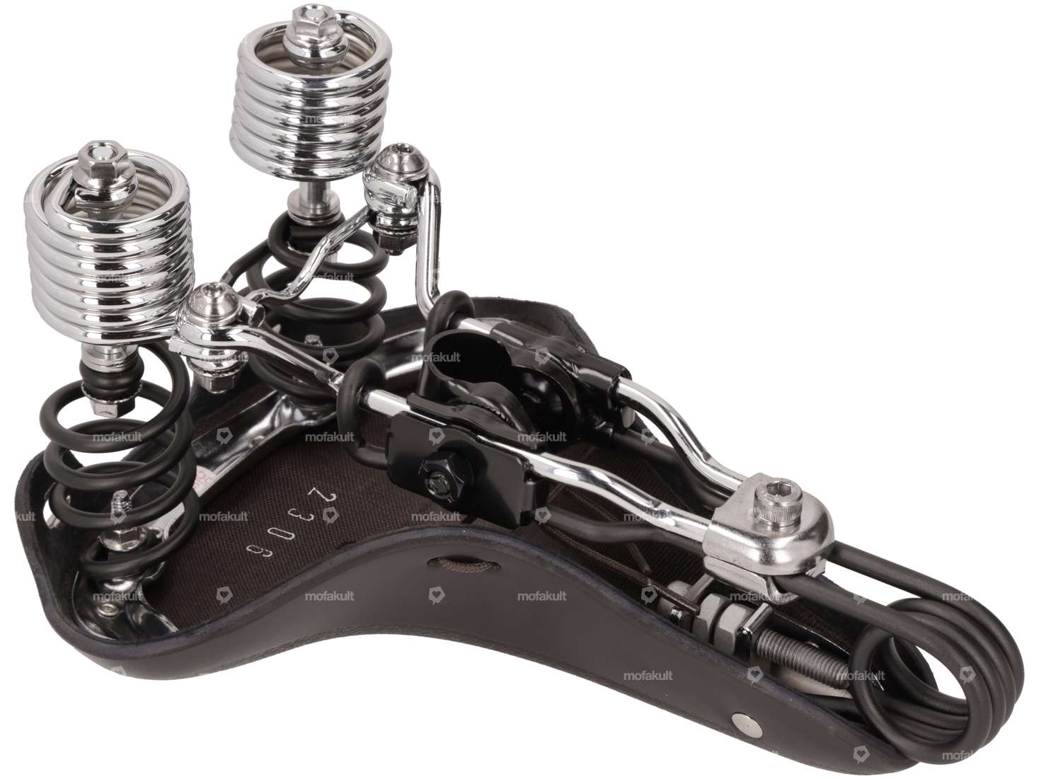 66HEROES Selle "Luxe" noire en cuir à ressorts Carousel Image 2