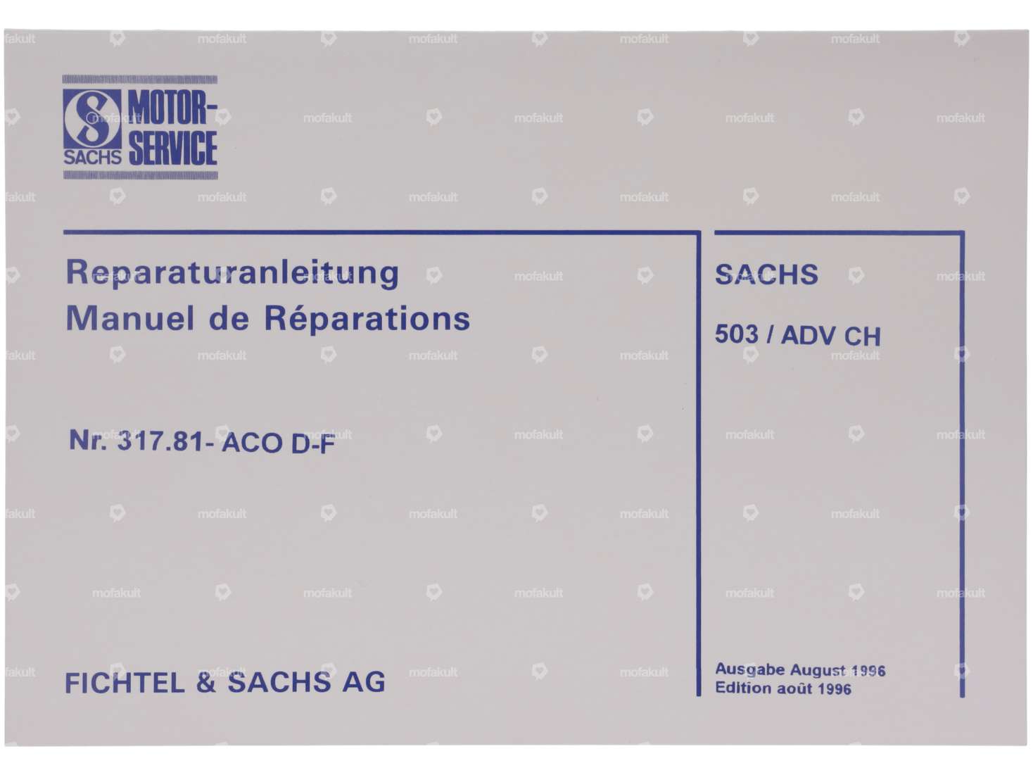 Manuel de réparation 317.81 ACO D-F | Sachs 503 ADV CH Carousel Image 1