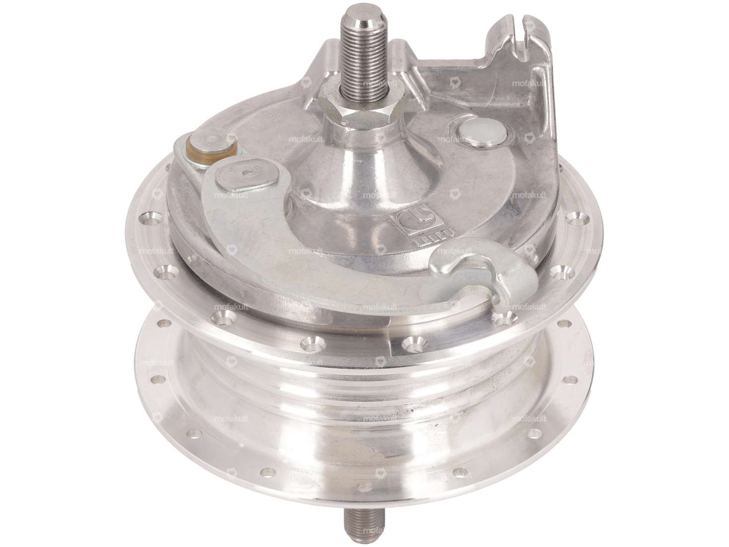 LELEU Radnabe Speichenrad vorne 28 Löcher mit Ankerplatte & Achse | Puch Maxi N, X30 Chopper Carousel Image 1