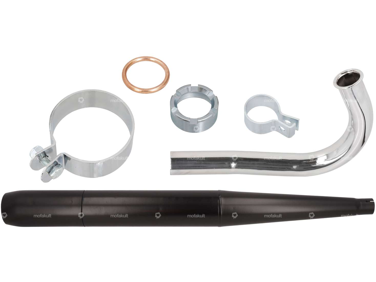 Echappement cigare (Ø 32 / 70 mm) noir / chrome | Sachs 50/2 Carousel Image 1