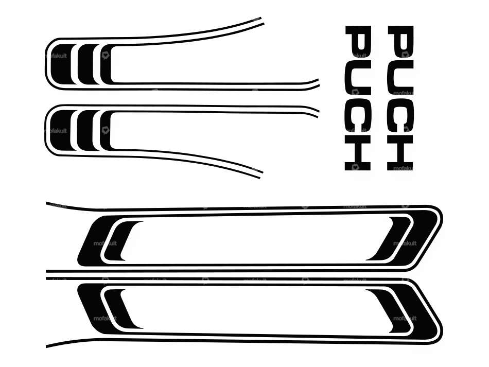 Adhesive kit tank & frame black (1A quality) Foil plot | Puch Maxi S Carousel Image 1