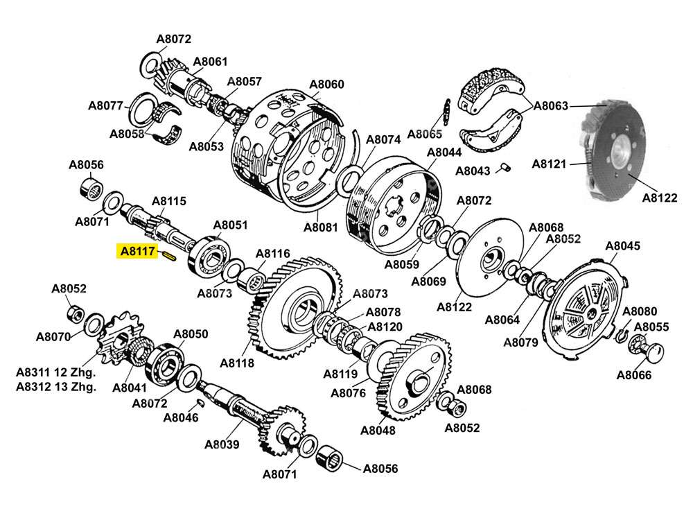 Cale moteur Beta 521 & 512 (A8117) Carousel Image 2