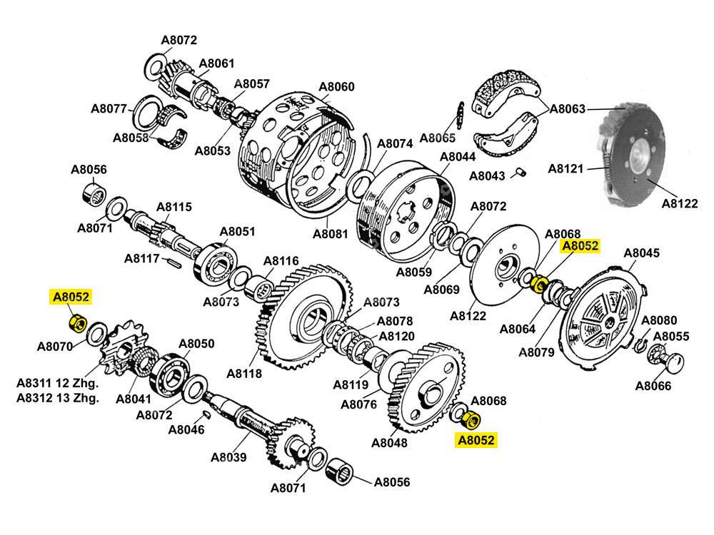 Nut M12x1.25 x 6 mm Clutch/gearbox engine | Beta 521 & 512 (A8052) Carousel Image 2
