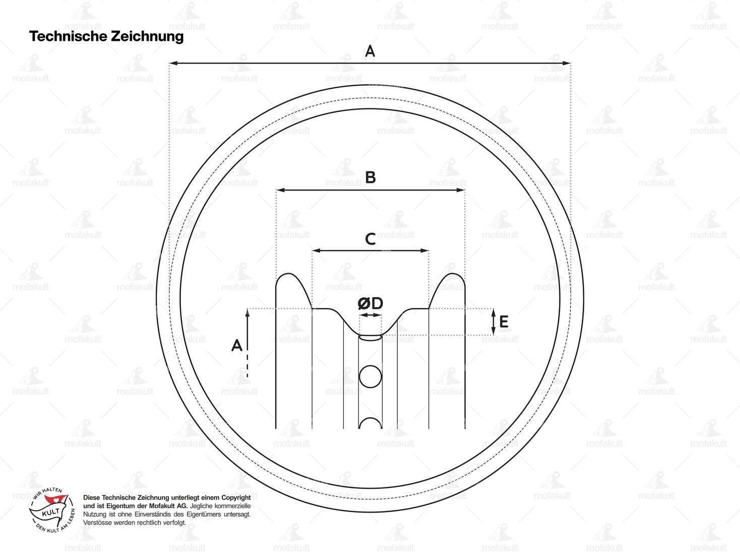 Anneau de jante 1.60 x 17" (55 mm) alu argent anodisé grands trous de tétons Carousel Image 4