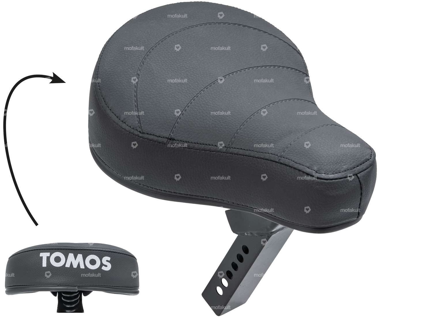 Selle "Tomos" à tige rétractable noire Carousel Image 1
