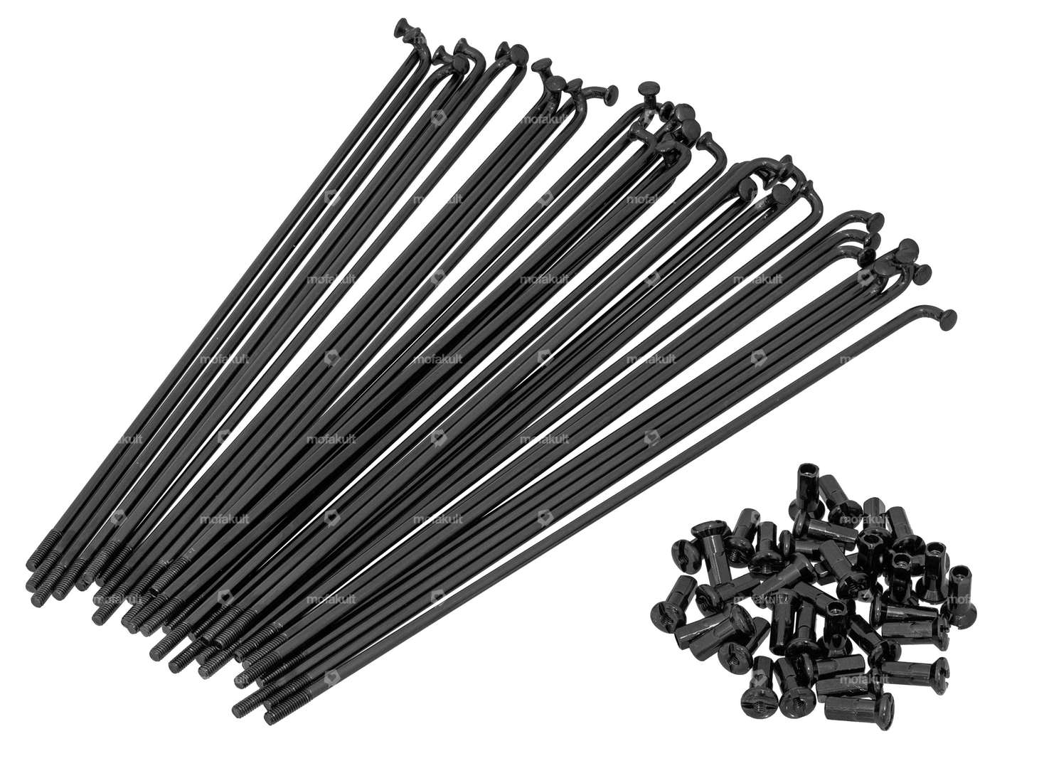 GPO 19" Jeu de rayons avec écrous (2.9 x 212 mm) noir Carousel Image 1