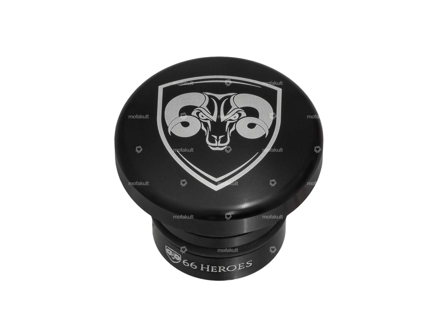 66HEROES Bouchon de réservoir "66HEROES" rond noir | Puch Maxi Carousel Image 1