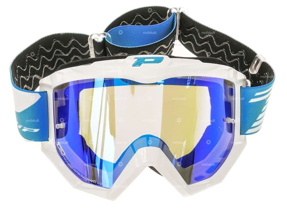 Lunettes ProGrip MX 3201 Raceline blanc bleu miroité Carousel Image 2
