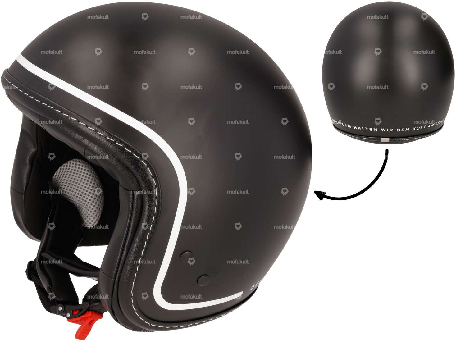 Mofakultwear Casque jet "Kult Line" noir Carousel Image 1