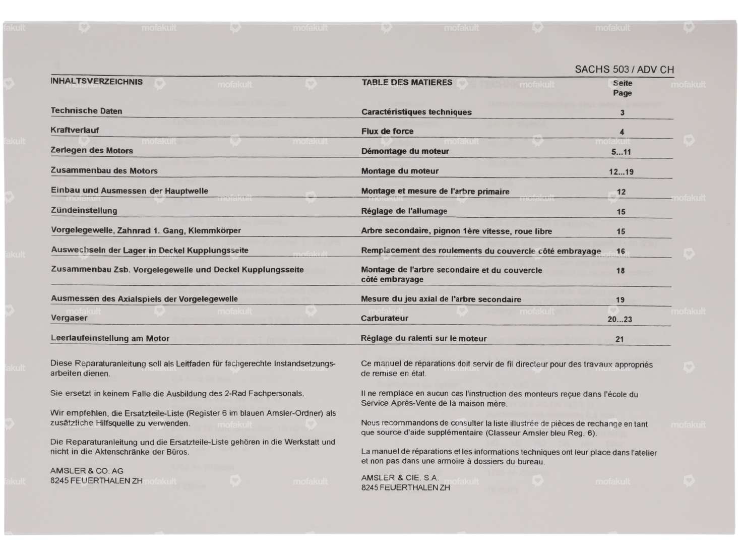 Manuel de réparation 317.81 ACO D-F | Sachs 503 ADV CH Carousel Image 2