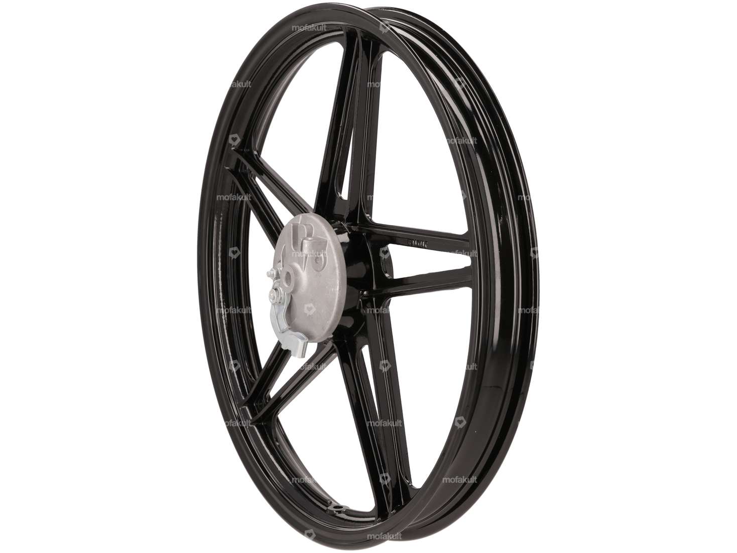 Roue avant 17" en fonte noire avec plaque d'ancrage de frein Carousel Image 1