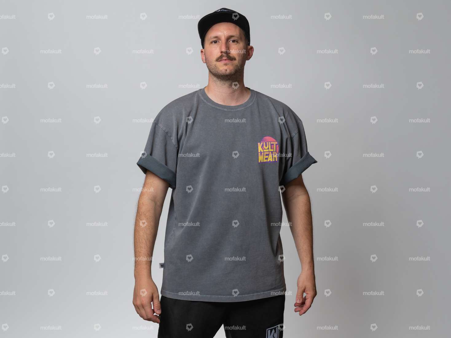KULTWEAR T-shirt "Vintage" oversized gris Carousel Image 1