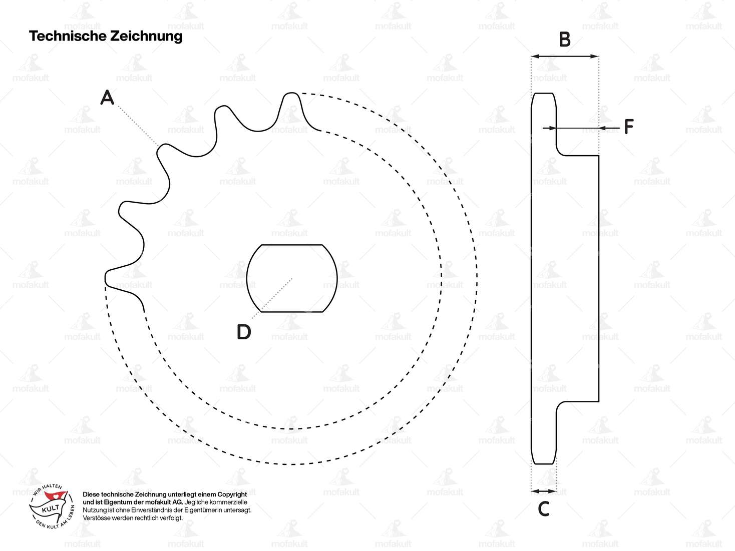 Sprocket 15 teeth one-sided step (415 chain) | Kreidler Carousel Image 4