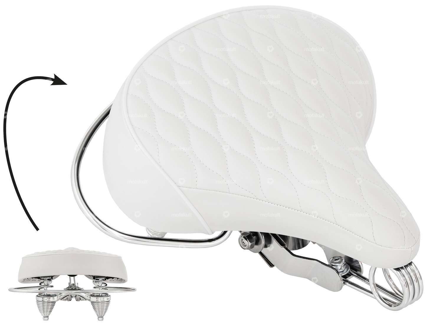 Selle Diamond à ressorts en tonneau blanc Carousel Image 1