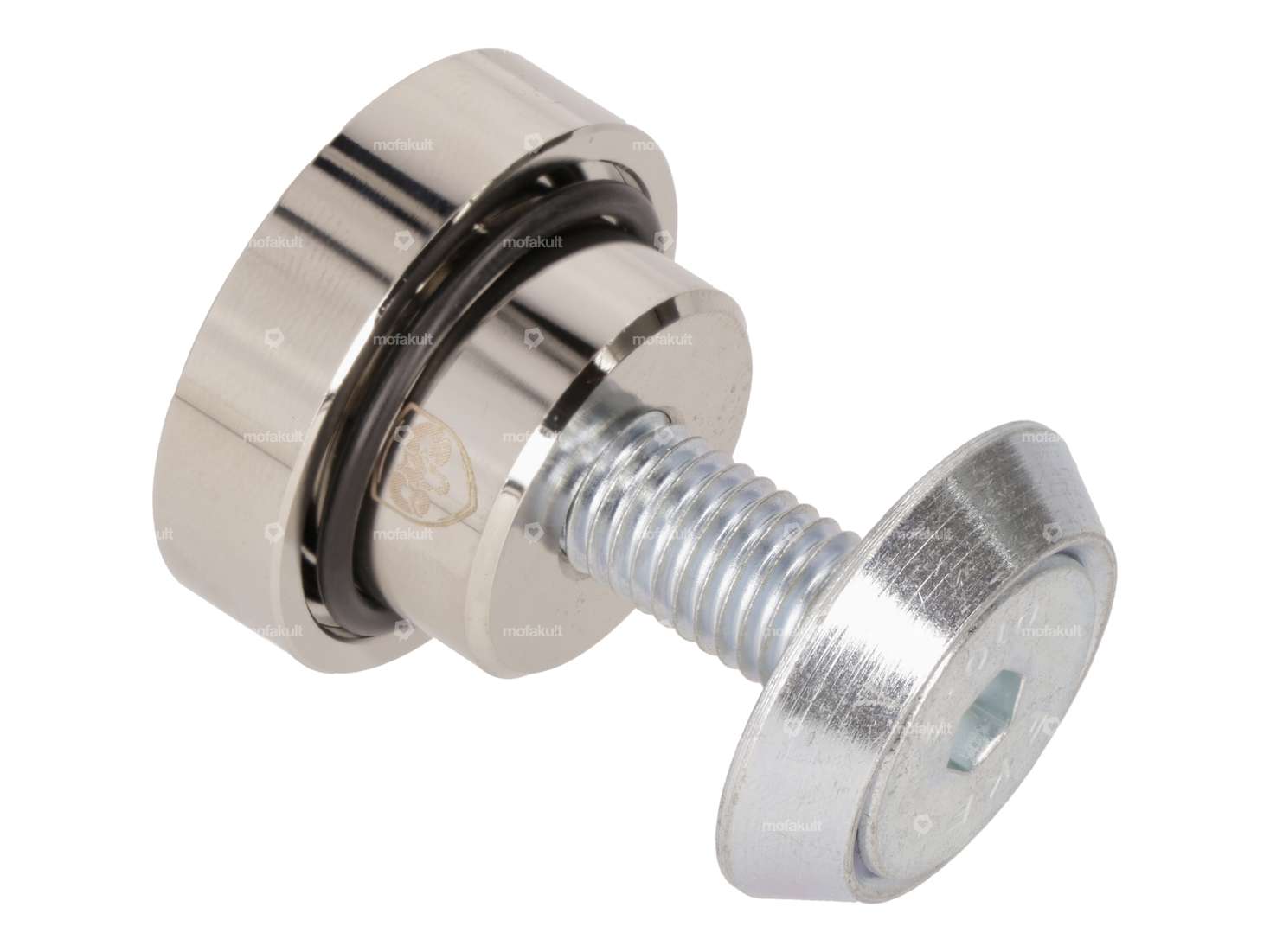 66HEROES Nickel-plated pinion shaft cap Puch logo | Puch Z50 (DE/AT version) Carousel Image 2