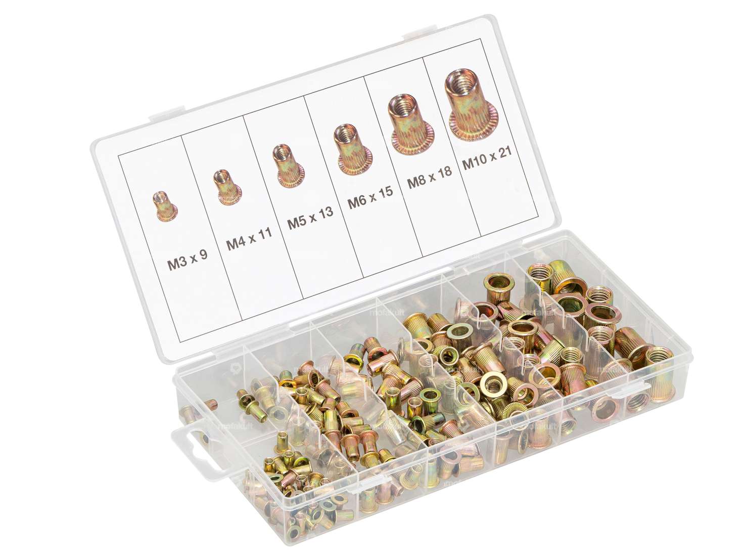 BGS Assortiment d'écrous à river en acier M3 / M4 / M5 / M6 / M8 / M10 150 pcs. Carousel Image 1