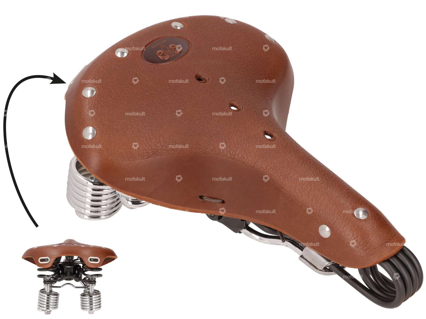 66HEROES Selle "Luxe" marron cuir à ressorts Carousel Image 1
