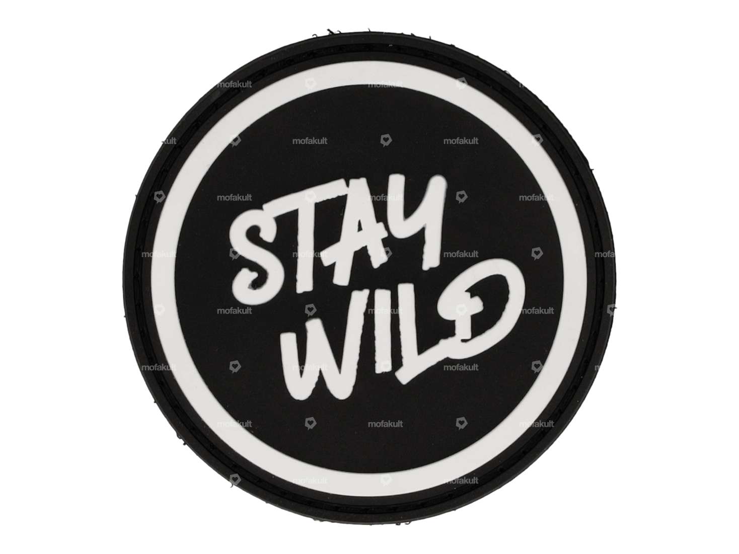 mk-Merch Klett-Patch «stay wild» Gummi rund Carousel Image 1