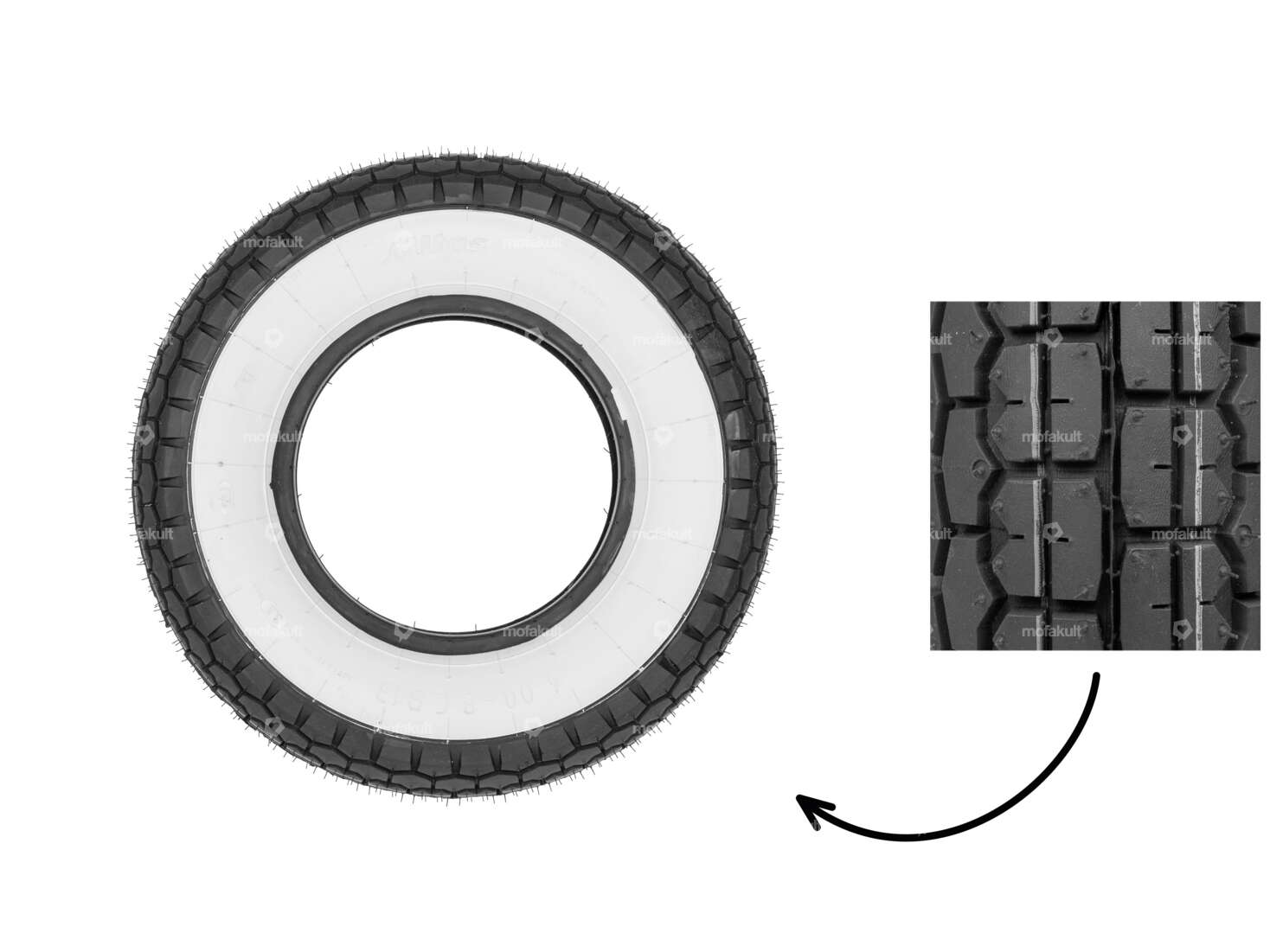 Mitas 4.00 x 8" tires B13 Allround whitewall (Scooter) Carousel Image 1