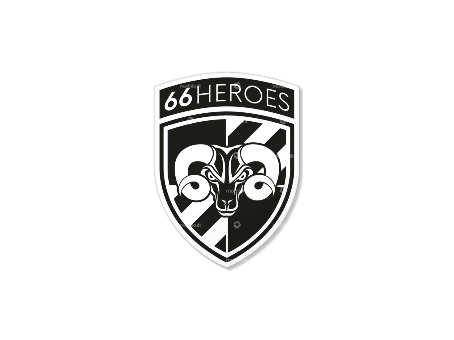 Autocollant blason "66HEROES" 24 x 32 mm noir Carousel Image 1