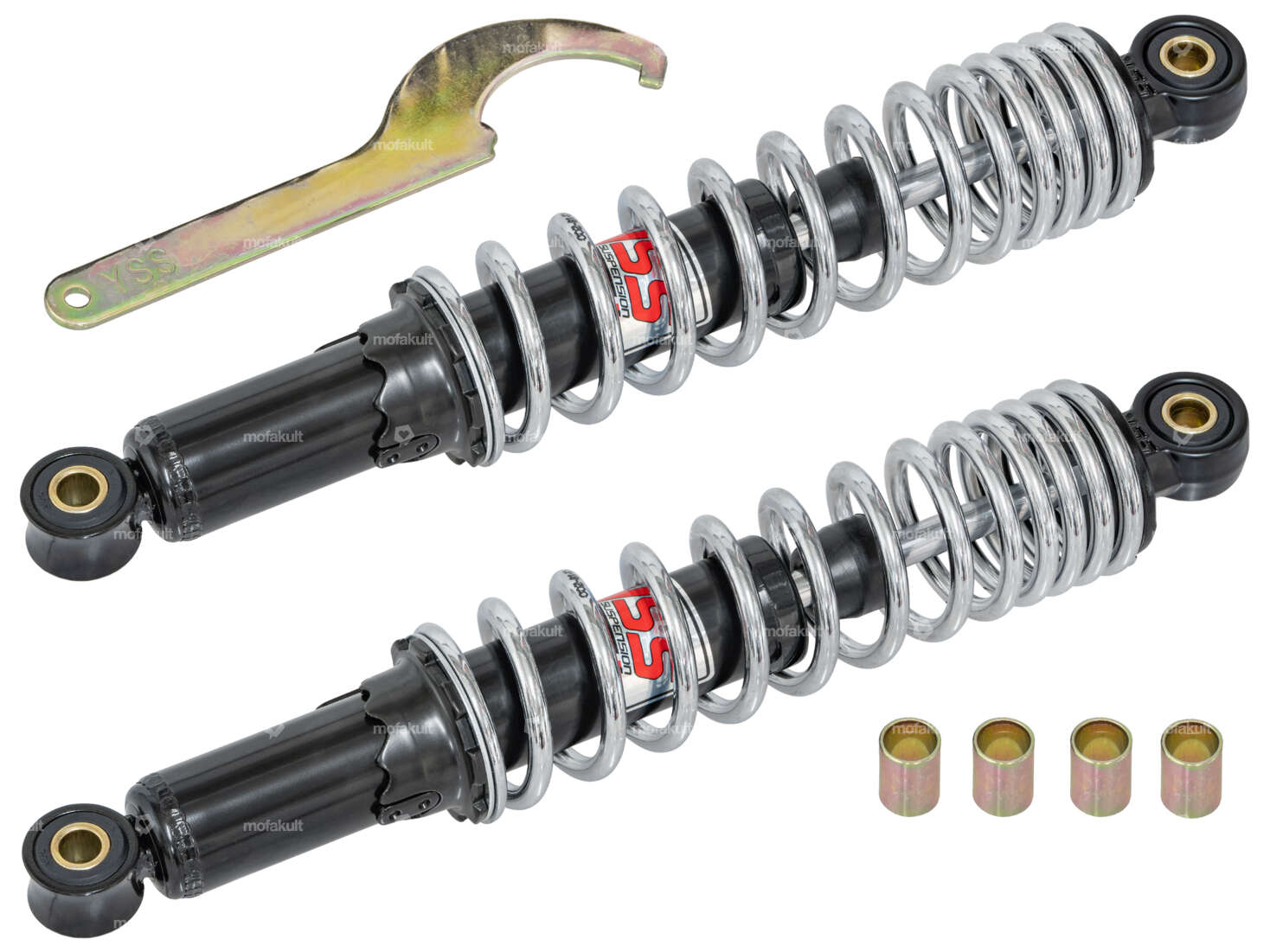 Amortisseur YSS 32 cm noir / chrome (pression d'huile) Carousel Image 1