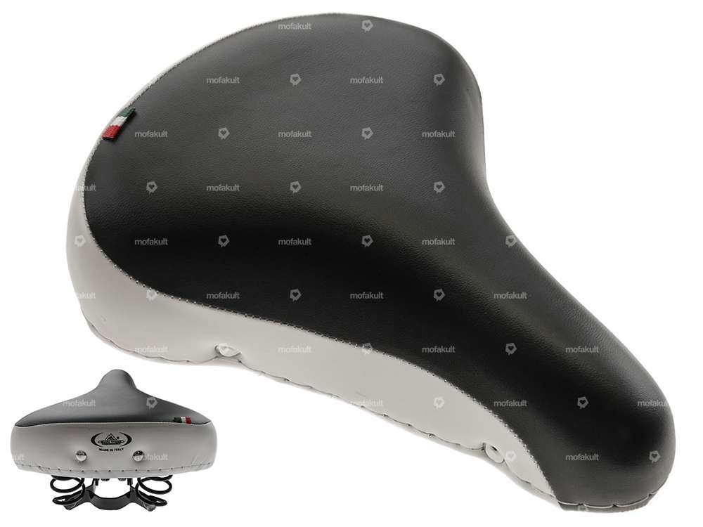 Selle Comfort à ressorts en tonneau noir / blanc Carousel Image 1