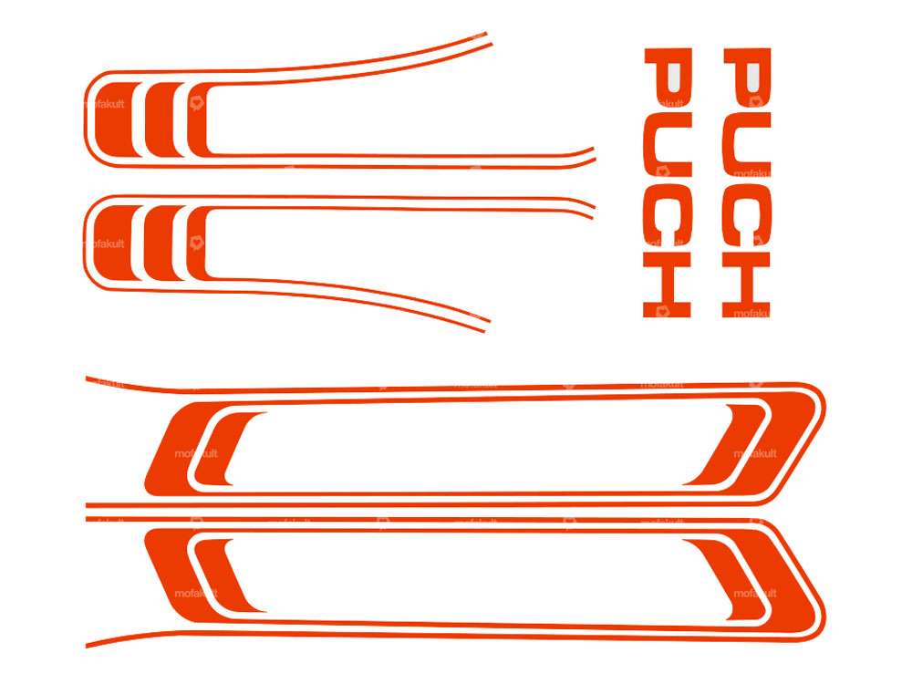 Kit d'autocollants réservoir & cadre orange (qualité 1A) Folienplot | Puch Maxi S Carousel Image 1