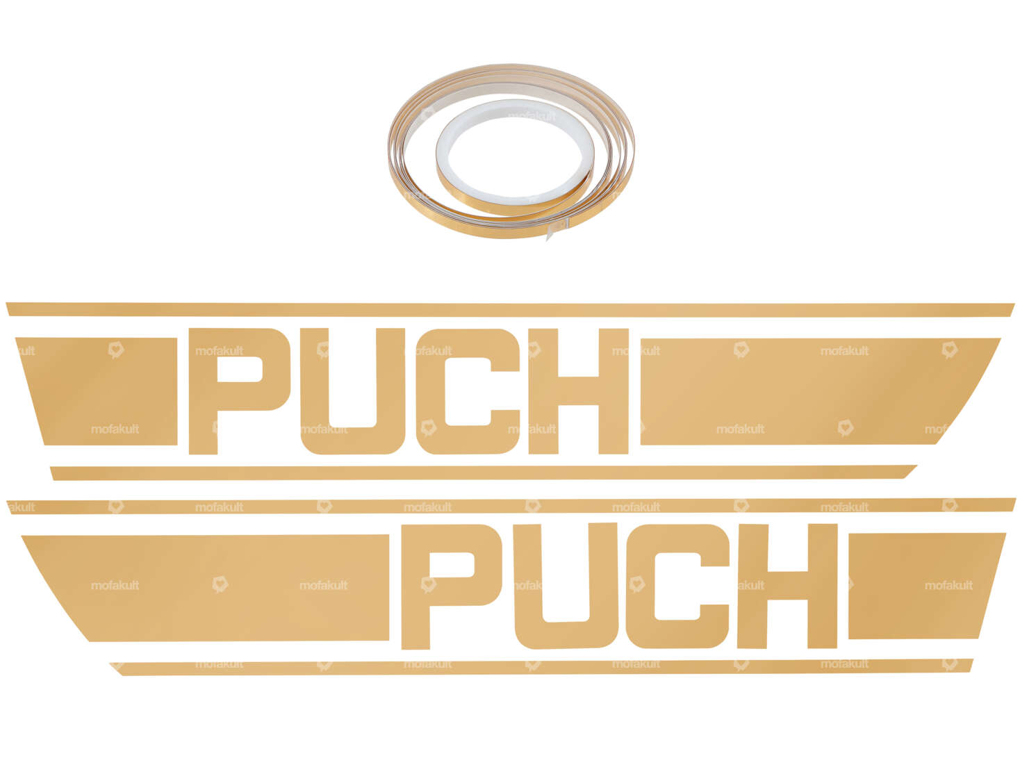 Kit d'autocollants pour réservoir or brillant film plastique | Puch X30 Carousel Image 1