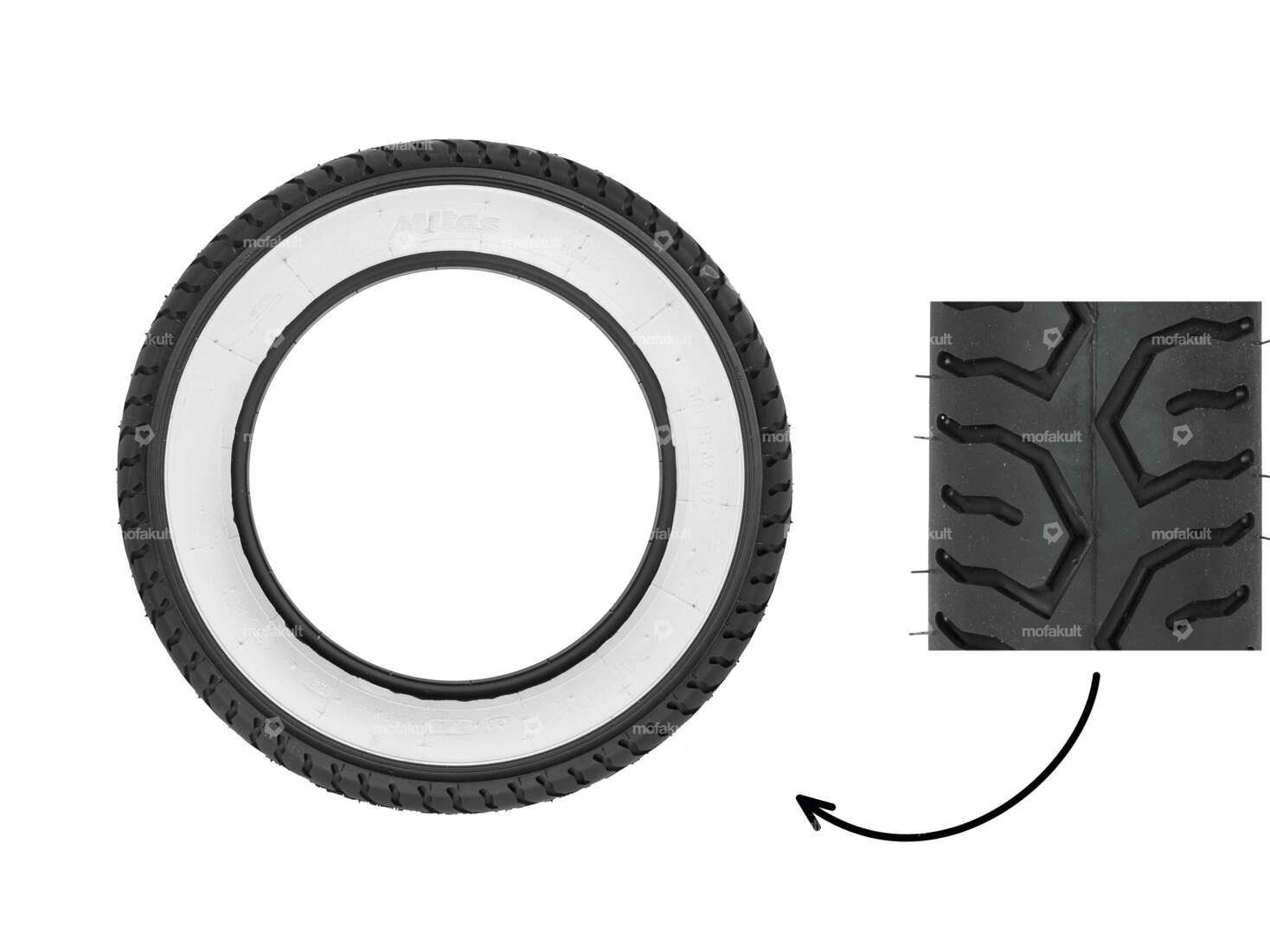 Mitas 3.00 x 10" tires MC12 Allround Whitewall Scooter Carousel Image 1