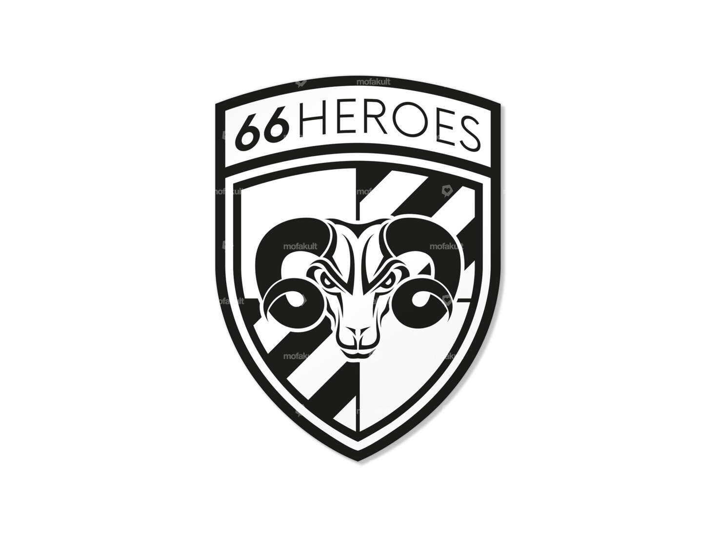 Autocollant blason "66HEROES" 37 x 50 mm blanc Carousel Image 1