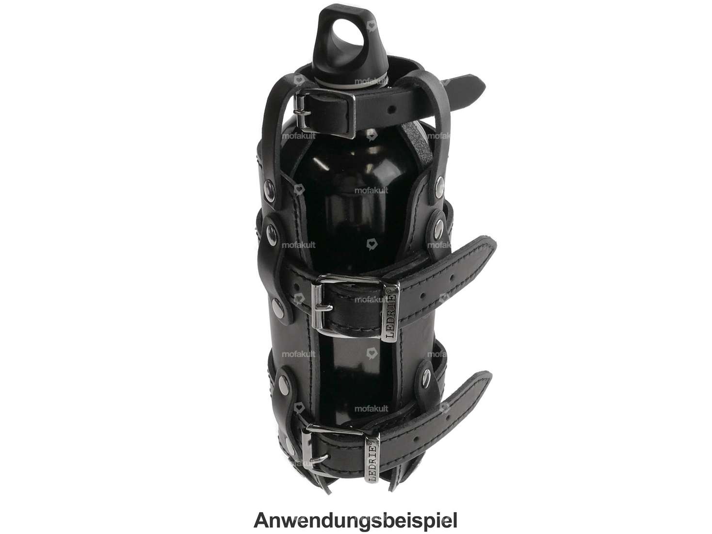 Porte-bouteille en cuir noir Carousel Image 3