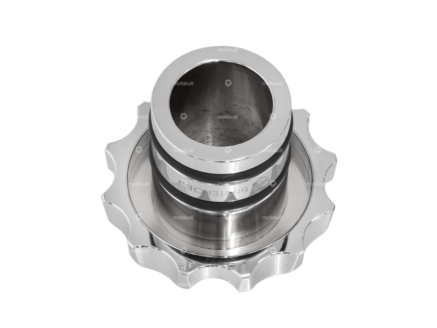 66HEROES Bouchon de réservoir "Iron Cross" alu chromé | Piaggio Ciao, Bravo Carousel Image 2