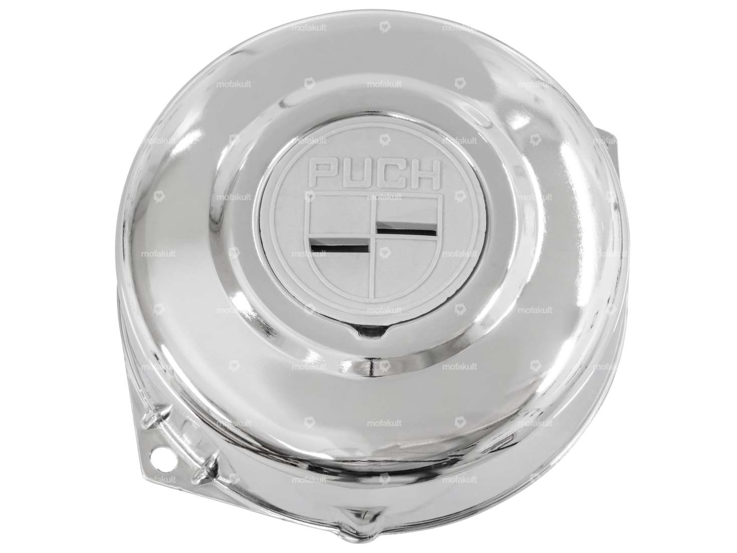GPO ignition cover chrome "Puch" emblem gray | Puch Carousel Image 1