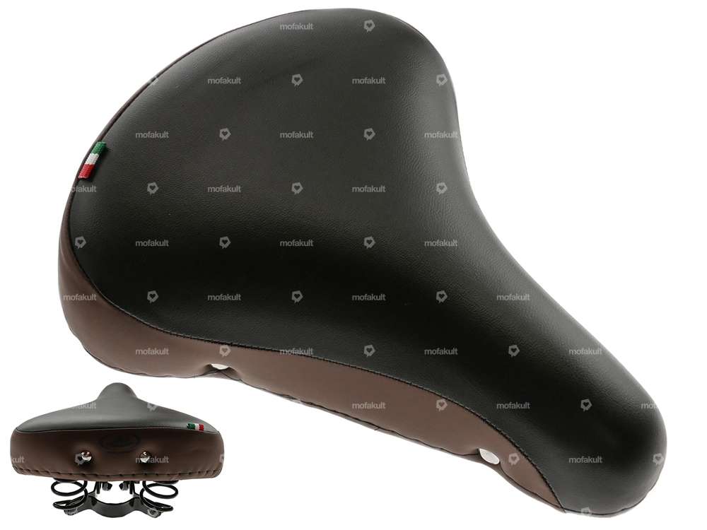 Selle Comfort à ressorts en tonneau noir / marron Carousel Image 1