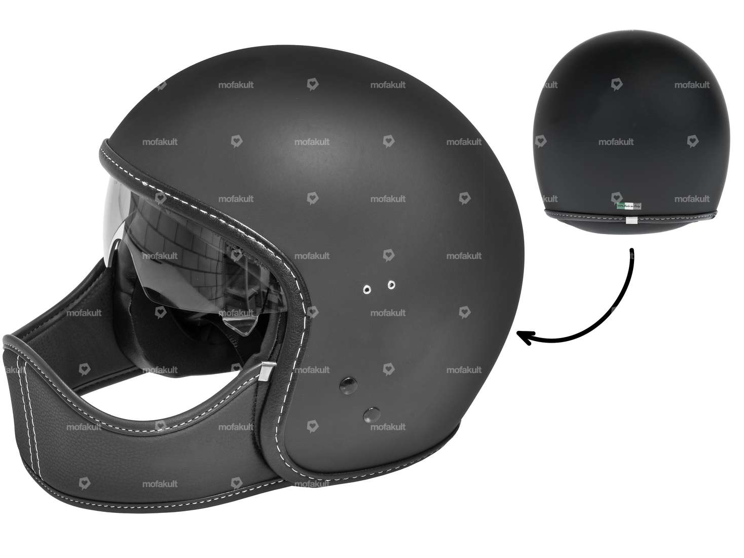 Casque jet Crazy noir mat (S / L) Carousel Image 1