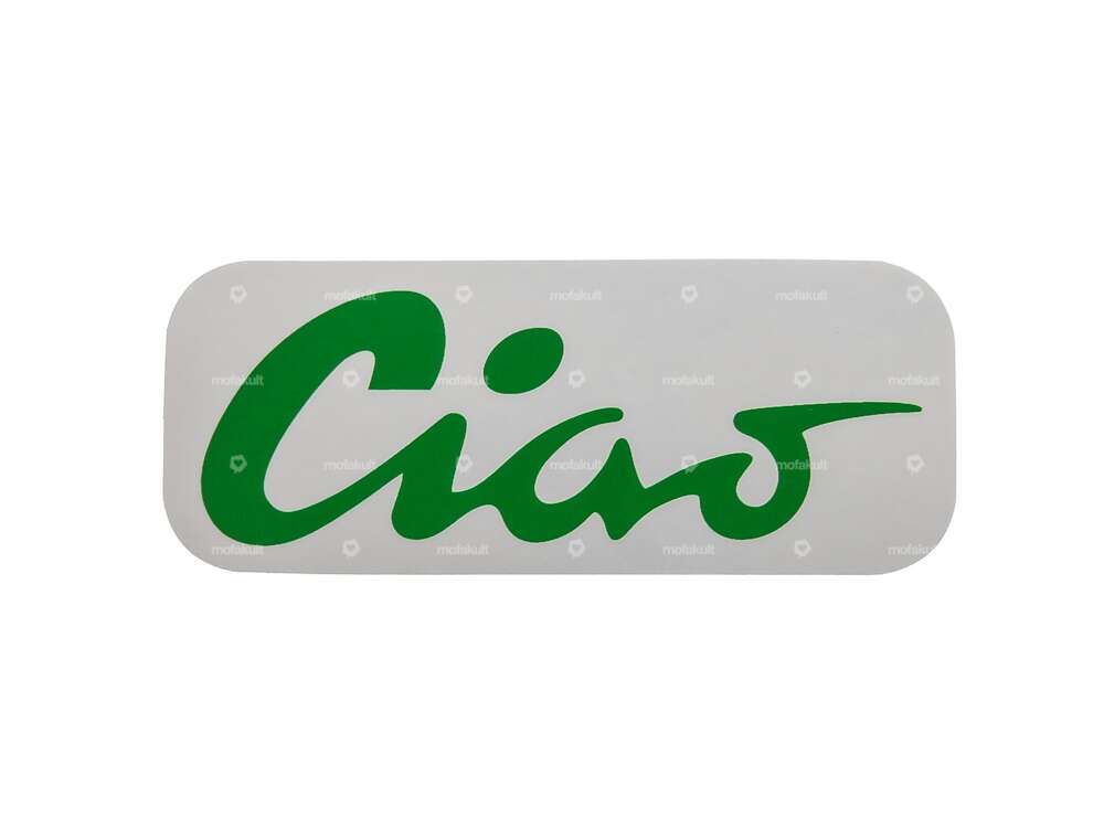 Tank sticker "Ciao" green 70 x 28 mm | Piaggio Ciao P, C9 Carousel Image 1