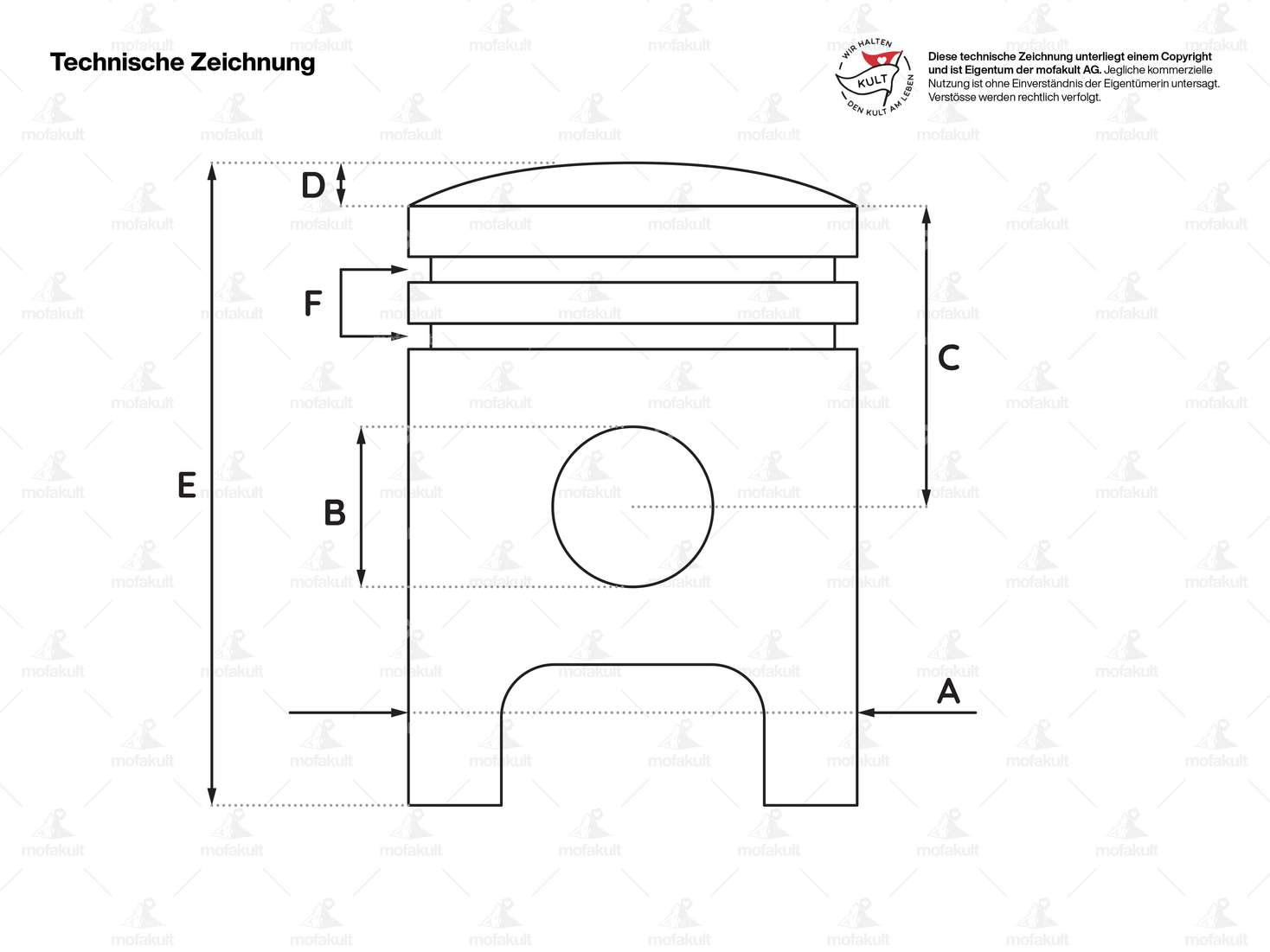 Polini Kolben 43 mm (10 mm KoBo) | Piaggio Ciao, SI, Bravo, Boxer Carousel Image 2