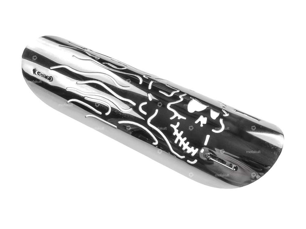 Exhaust heat plate "Flame Skull" chrome Carousel Image 3