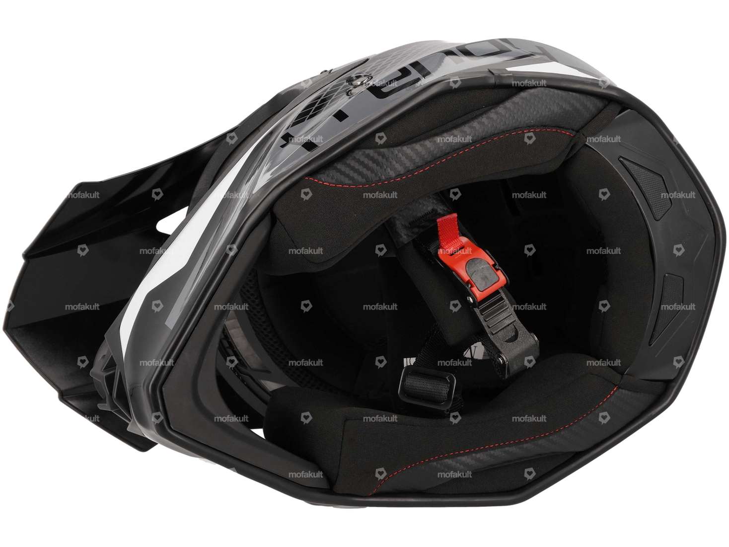 Casque de cross "Trendy" noir-gris-blanc brillant (S-L) Carousel Image 4